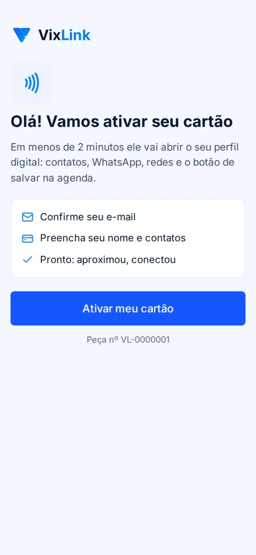 Ativação do cartão pelo celular